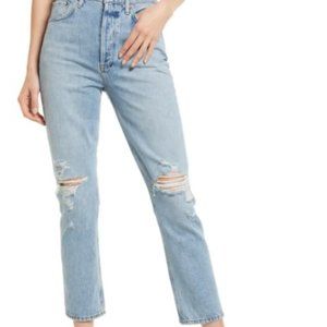 AGOLDE Riley Ripped Crop Straight Leg Jeans